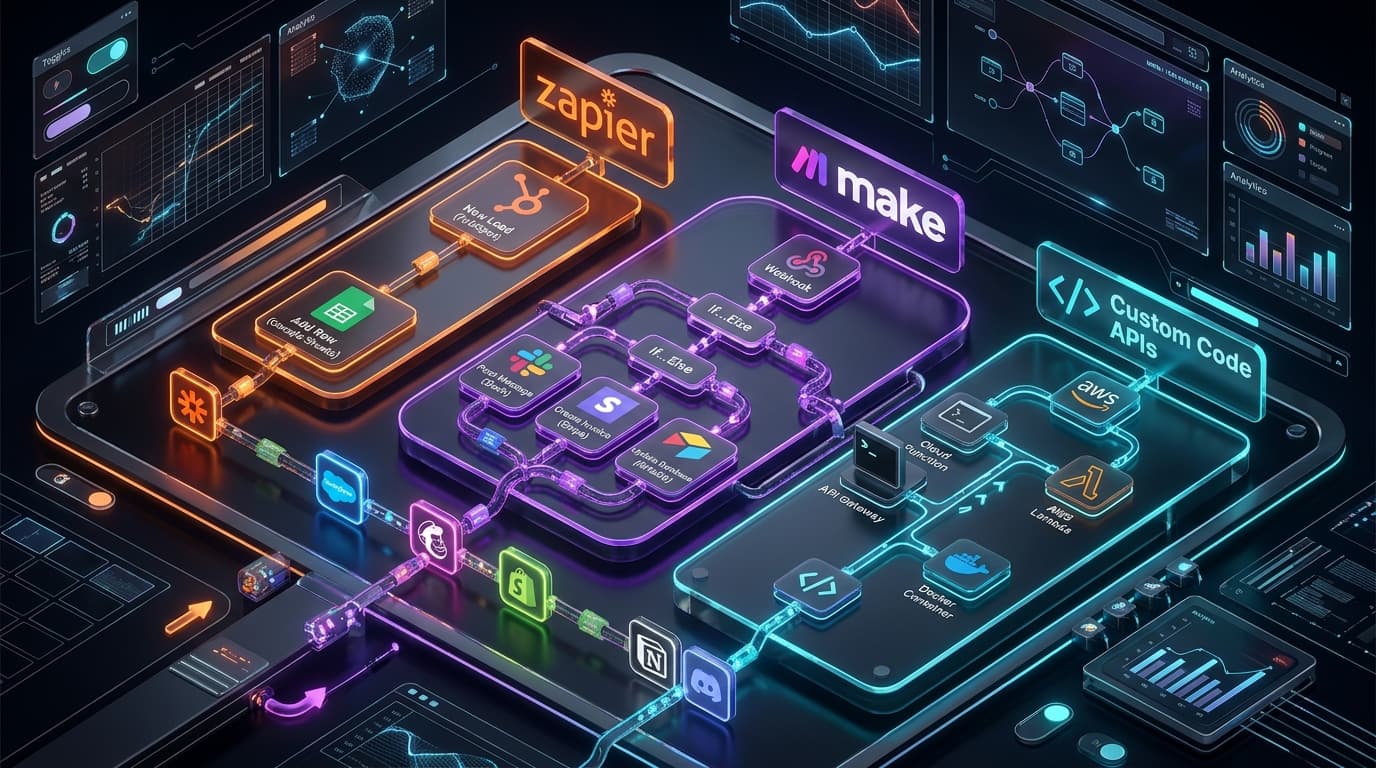 Zapier vs Make vs Custom Code: Which Automation Tool Fits Your Business Best?